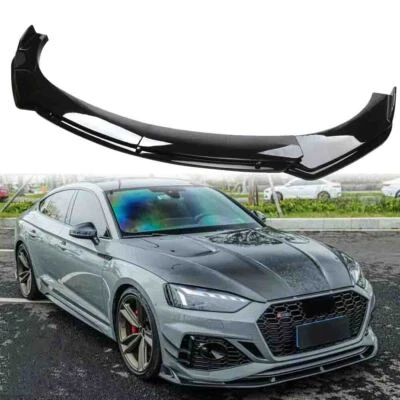 For Audi A3 A4 A5 A6 S3 S4 S5 RS Grossy Black Front Bumper Lip Splitter Spoiler - Image 1 of 4