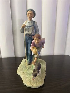 Norman Rockwell Gorham Fishing Porcelain Figurine Going Fishing With Grandpa - Picture 1 of 7