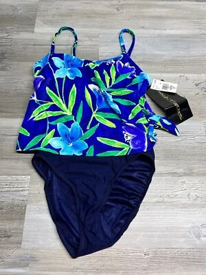 Tankini de natación para mujer de una pieza azul multicolor floral acolchado talla 10 nativo de playa Foto 1 de 4