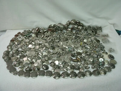 VTG BUTTON- Lot of 637--Silvertone Shank/Textured--Metal/Plastic--New/Used - Image 1 of 4