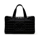 Chanel Enamel Chocolate Bar Coco Mark Handbag Black Silver Hardware Womens Bag