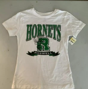 NEW Women’s Roswell (Georgia) High School Hornets White Tee Shirt Size Small - Picture 1 of 2