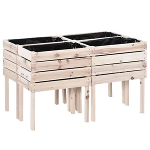4PCS Wooden Raised Garden Beds Kit Elevated Outdoor Planter Box for Pant Flowers - Picture 1 of 9
