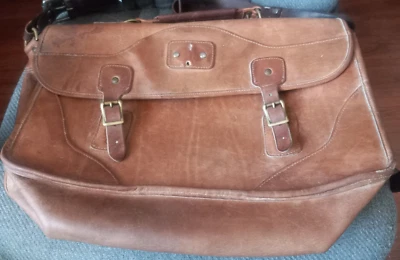 Bolsa satchel maleta de couro Gokey bronzeada vintage desgastada - Imagem 1 de 4