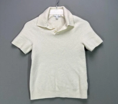 Jersey Reiss 100% Lana Merino Polo Tejido Manga Corta Suéter Cuello M Marfil Foto 1 de 4