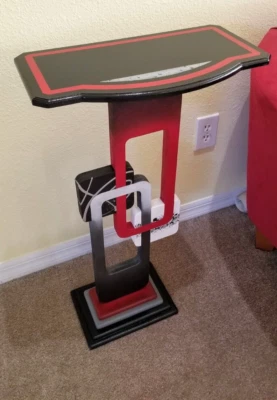 Cherry red Abstract table - Contemporary modern end table, accent table, 30" - Image 1 of 4