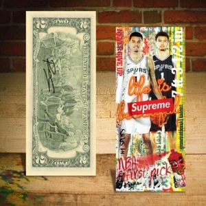 VICTOR WEMBANYAMA #1 NBA Pick SUPREME $2 US Bill Pop Art SIGNED by Artist Rency - Picture 1 of 3