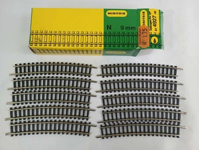 Vintage West Germany Trix Minitrix N gauge Lot of 10 Curved Track R4 15° No 4927 - Image 1 of 4