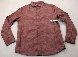 Karl Lagerfeld Paris burgunderrot Camouflage LS geknöpftes Herrenhemd neu mit Etikett M $ 129 - Bild 1 von 4