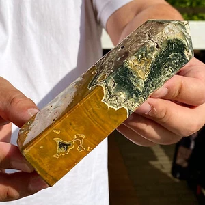 440G Restoration of Natural Ocean Jade Crystal Mineral Pillar obelisk - Picture 1 of 12