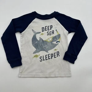 Carters Long Sleeve Shirt Youth Boy 4T Graphic Print Fish White  ..#17710 - Picture 1 of 7