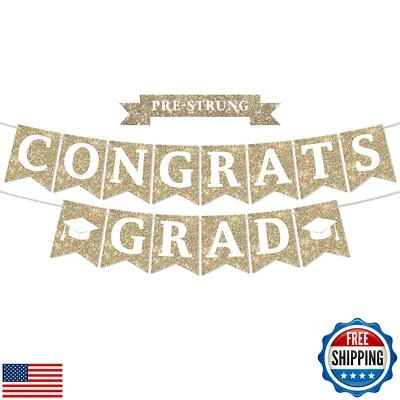 Pre-strung Congrats Banner, Graduation Banner Class of 2025 Graduation Decora - Image 1 of 4