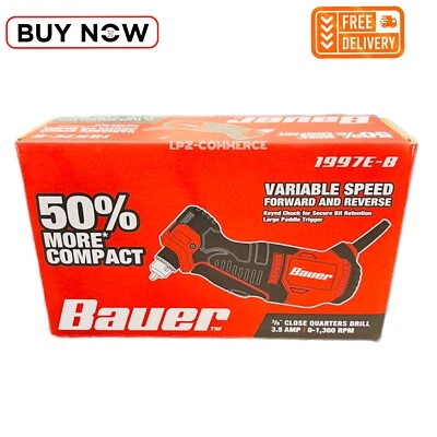 BAUER 3,5 А 3/8 дюйма Дрель с переменной скоростью закрытия четверти. НОВЫЙ / ПРОДАВЕЦ ИЗ США🇺🇸 - Изображение 1 из 4