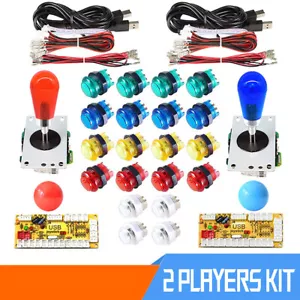 Arcade LED Buttons and Joystick Kit Controller Zero Delay USB Encoder MAME Games - Picture 1 of 11