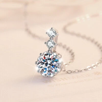 Fashion Women Jewelry Necklace Three Crystal Retro Teardrop Pendant Gift 2075 - Image 1 of 3