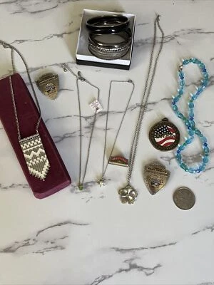 Grandmas Junk Jewelry Drawer Lot Silver Tone and More - Image 1 of 4