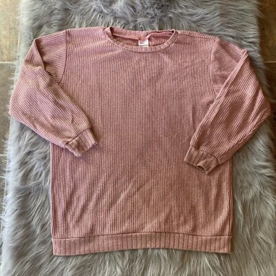 Suéter Fredericks Of Hollywood Talla L/XL Rosa Metálico Acanalado Informal Hecho en EE. UU. Foto 1 de 4