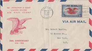 ZAYIX Air Mail FDC US C23-47 Re-Deigned 6c Air Mail cachet Dayton PM 062822SM39 - Picture 1 of 2