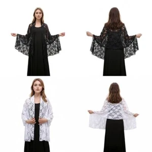 Ladies Wraps Shawls Muslim Women Lace Floral Lightweight Long Scarf Arab Islamic - Picture 1 of 17