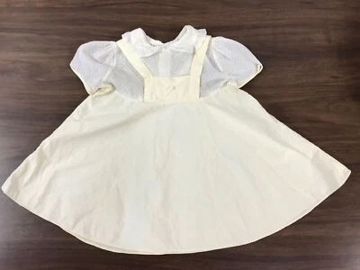 Vintage 50s Toddler Little Girl Pinafore Dress Sheer Swiss Dot Yellow White 2T? - Image 1 of 4
