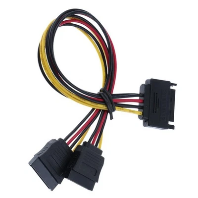 15 Pin SATA Male To Dual Female Power Adapter - Image 1 of 4