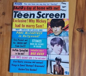 1968 TEEN SCREEN MAGAZIN BEATLES BUFFALO SPRINGFIELD ERIC BURDON BEE GEES DAVY - Bild 1 von 12