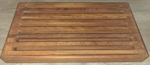 Vtg Kalmar Designs teak wood 2 pc slotted bread cutting board / trivet tray - Picture 1 of 19