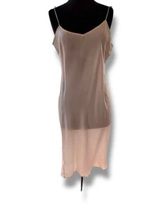 Wintersilks 100% Silk Full Long Sheer Slip Dress Bias Cut Chemise Camisole Sz L - Picture 1 of 11
