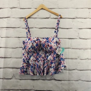 TORRID 2 Tankini Swim Top Womens 2X Hook and Eye Geometric Multicolor NWT - Picture 1 of 11