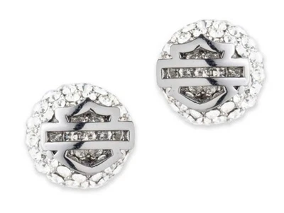 Harley Davidson Women's B&S Round Bling Fireball Stud Earrings 34G00201 - Image 1 of 2