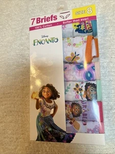 Girl’s Disney Encanto 7 Pair Briefs Underwear Size 8 100% Cotton FREE SHIPPING! - Picture 1 of 2