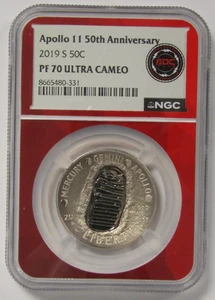 2019 S Apollo 11 50th Anniv. 50 Cent Modern Commem NGC PF 70 Ultra Cameo - Picture 1 of 2