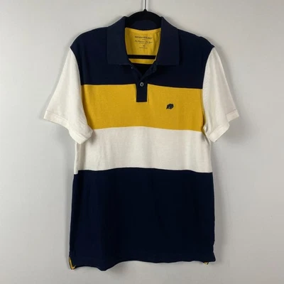 Camisa Polo Banana Republic Para Hombre M Azul Marino Amarillo Blanco Algodón Manga Corta Foto 1 de 4