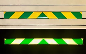 School Bus Yellow & Green Reflective Chevron Panel Oralite V98 Custom Decal Tape - Picture 1 of 11