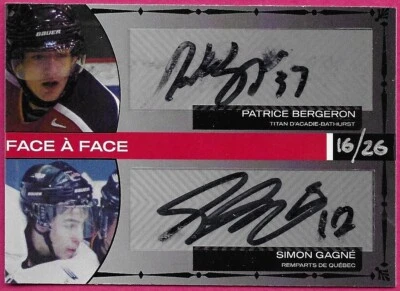 Quebec Remparts 25th Anniversary PATRICE BERGERON / SIMON GAGNE Autograph 16/26 - Image 1 of 2