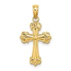 Real 10kt Yellow Gold Cross W/ Scroll Tips and Button Center Charm