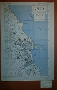 1943 US Army Mappa " Città Plan Di Melilla " Marocco - Spagna - Picture 1 of 7