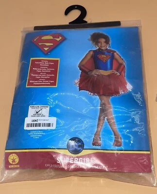 Rubie’s Supergirl Niño Niña Halloween Disfraz Talla 2-4 Nuevo Vestido Cinturón y Capa Foto 1 de 4