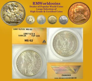 1887 S Morgan Dollar, Gem BU, ANACS 62 PQ+++, Full Luster/Brilliant/Feathers - Picture 1 of 1