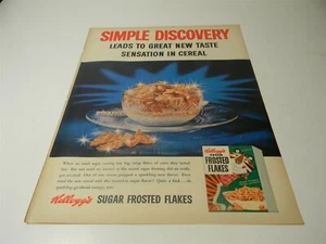 Vintage 1950s Introducing Kellogg's Sugar Frosted Flakes Cereal Man Cave Ad 5G1 - Picture 1 of 3