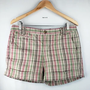 Tommy Hilfiger Khaki Multicolor Plaid Cotton Twill Low/Mid Rise Short [8] - Picture 1 of 7