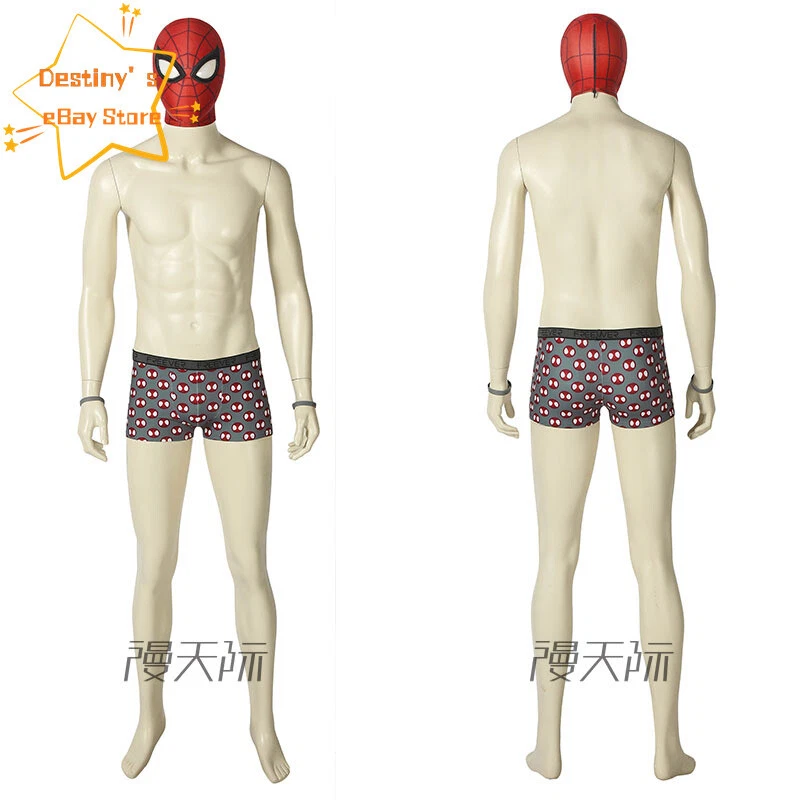 Spider-Man Spiderman Disfraz de Combate Desnudo Peter Parker Pantalones Cortos Casco Pulsera Foto 1 de 4