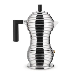 Alessi Pulcina Caffettiera aluminio manico nero 6 tazze Michele De Lucchi - Foto 1 di 3
