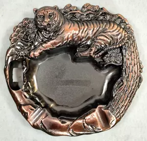 Kupferton Oberfläche Aschenbecher Tiger Bild *kostenloser Versand - Bild 1 von 3