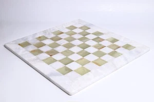 Marble Chess Board White and Green Onyx – Handcrafted 16 inches - Picture 1 of 2