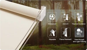 Customize High Quality Beige Solar Mesh Roller Shades Blinds manual chain clutch - Picture 1 of 11