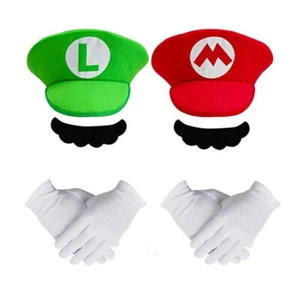 Super Mario Bros Luigi Foam Hat & Moustache Fancy Dress Costume Party Cap UK - Picture 1 of 11