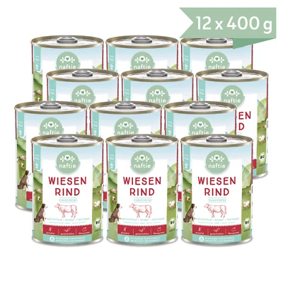 naftie Bio Wiesen Rind+ Hundefutter Nassfutter Menü, 12x 400g - Bild 1 von 4