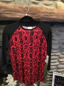 New LuLaRoe Randy Shirt XS Red Black Tribal NWT - Picture 1 of 2