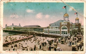 NUEVA CAMISETA Atlantic City Steel Pier & Beach NJ c1915 Postal - Imagen 1 de 2